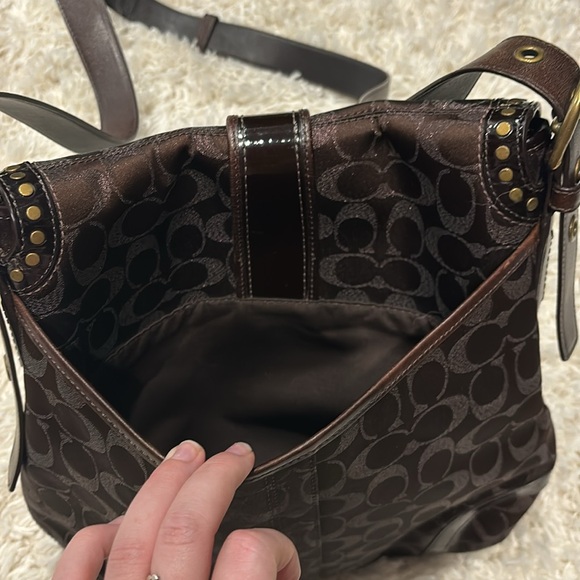 Set (2 pc) Coach Studded Lurex Flap Duffel & Matching Wristlet - Picture 10 of 16